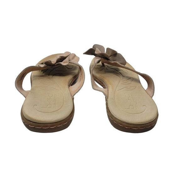 B.O.C. Faux Vegan Leather Flip Flop Sandals 10M Rose Gold 3D Flower Boho - Picture 6 of 10